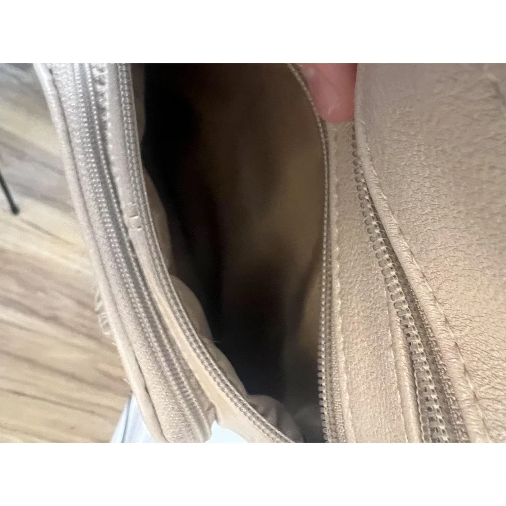 Nicole by‎ Nicole Miller Crossbody Bag Womens Beige Faux Leather Organizer Small